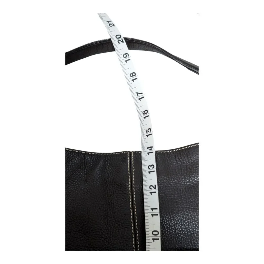 Dooney & Bourke brown pebbled leather hobo shoulder bag Libby gold tone hardware